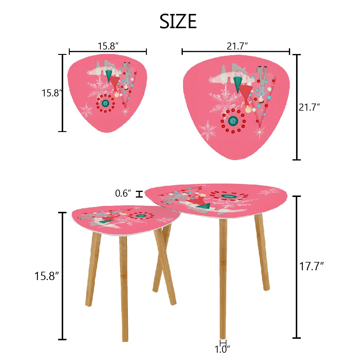 Mid Century Modern Nesting Tables, 50s Christmas Kitsch Triangle Coffee Table Set of 2 - Mid Century Modern Gal