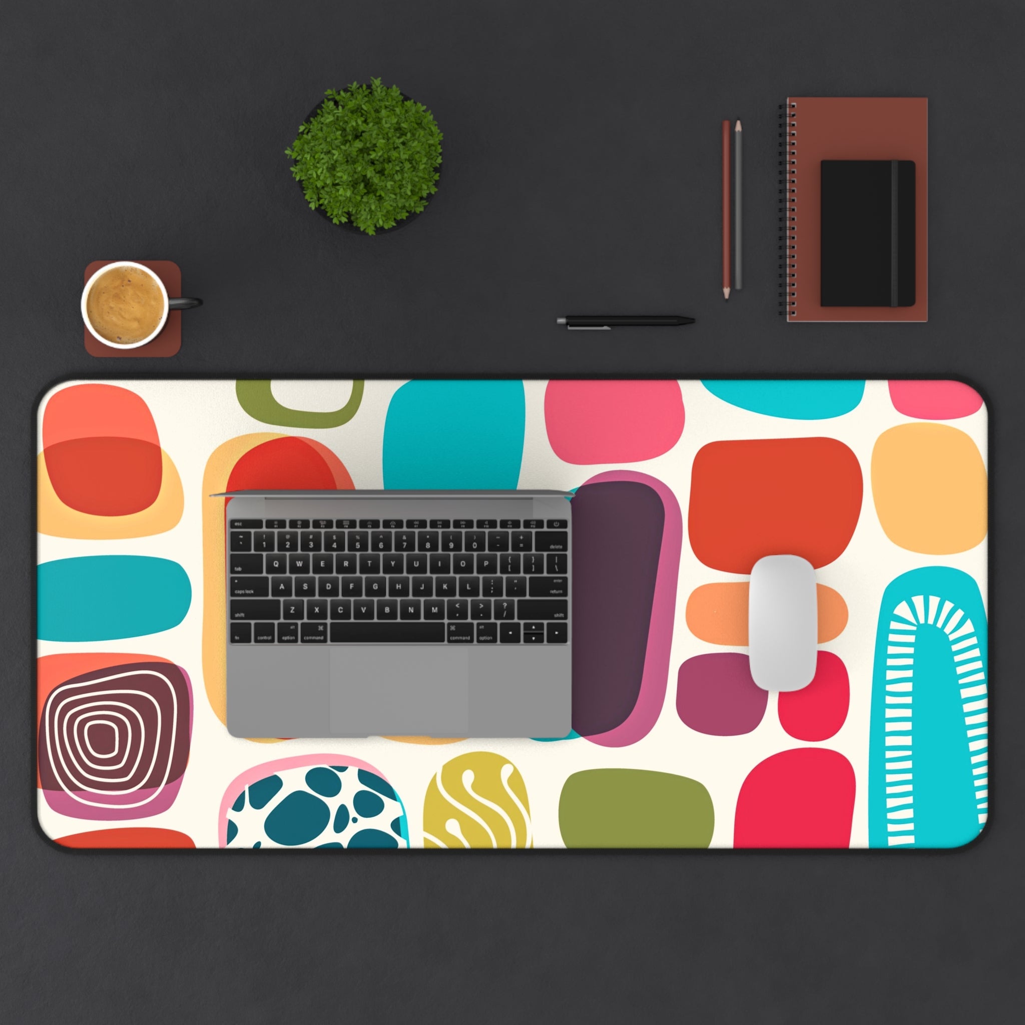 Mid Century Modern Amoeba Designed Geometric Colorful Modern Desk Mat - Mid Century Modern Gal