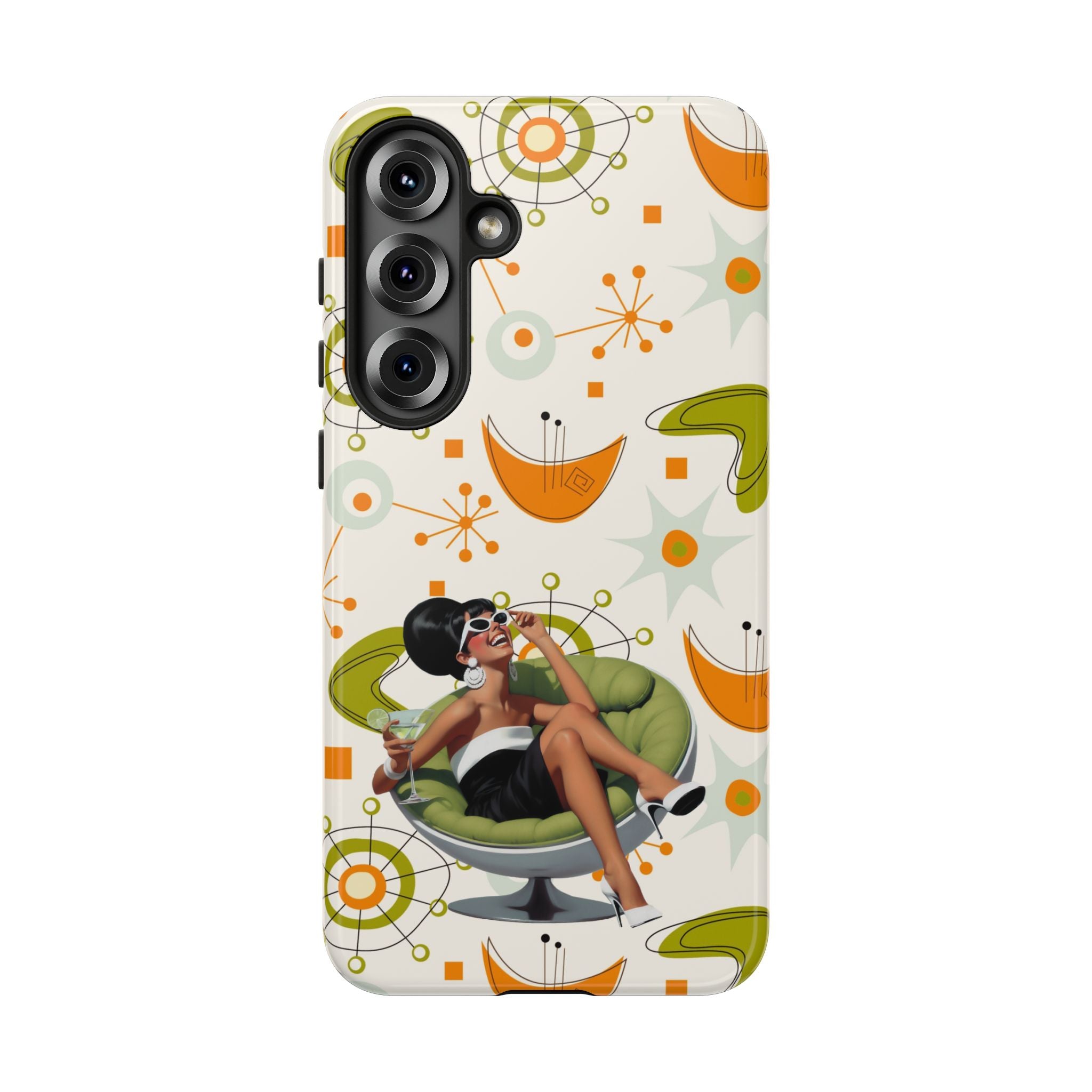 Mid Century Modern Atomic Starburst Mid Mod 60s Gal Retro Chic Tough Phone Case with Vintage Glamour Design