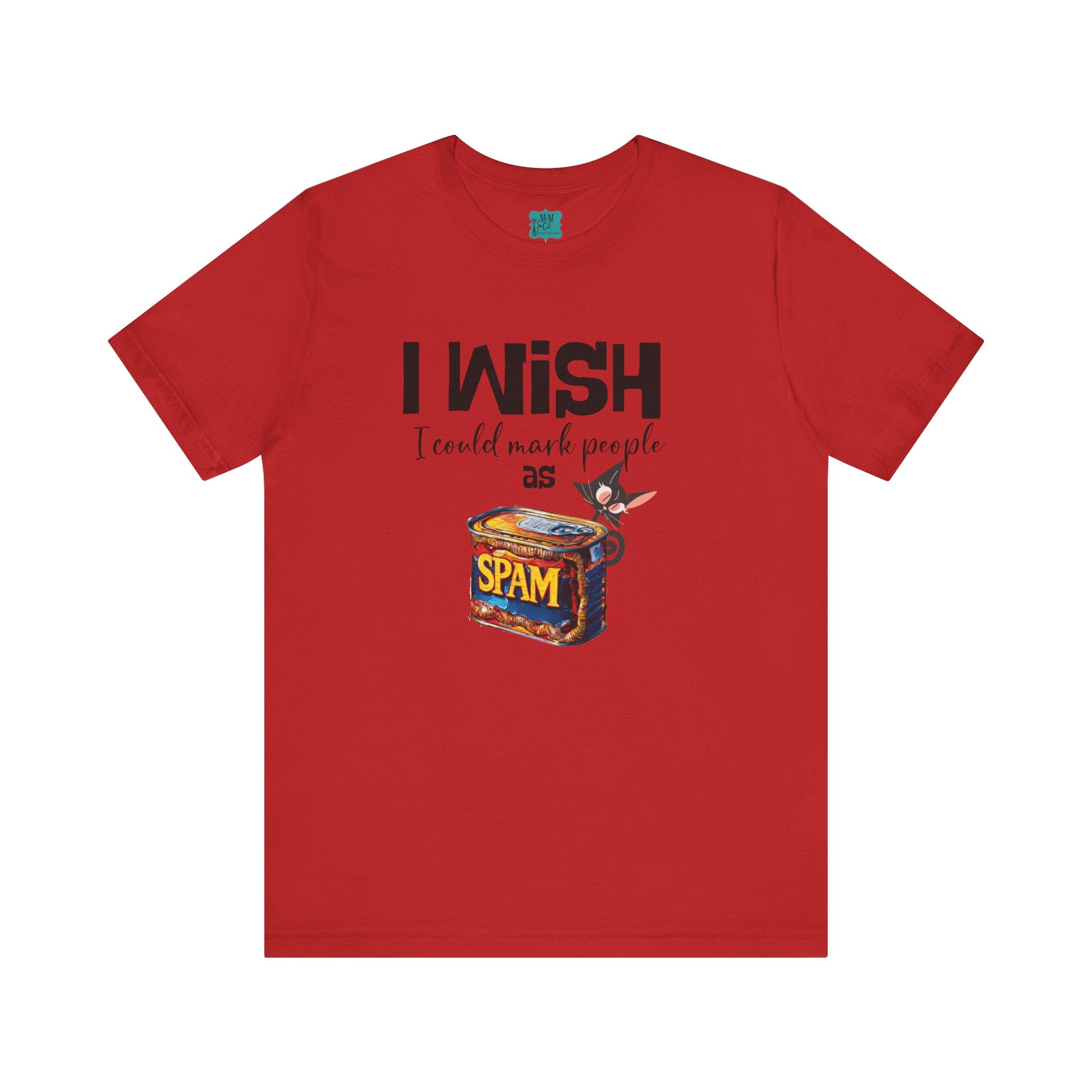 Funny Atomic Cat Mid Mod Retro Tee, I wish I could Mark People As Spam Unisex Jersey Short Sleeve Tee - Mid Century Modern Gal