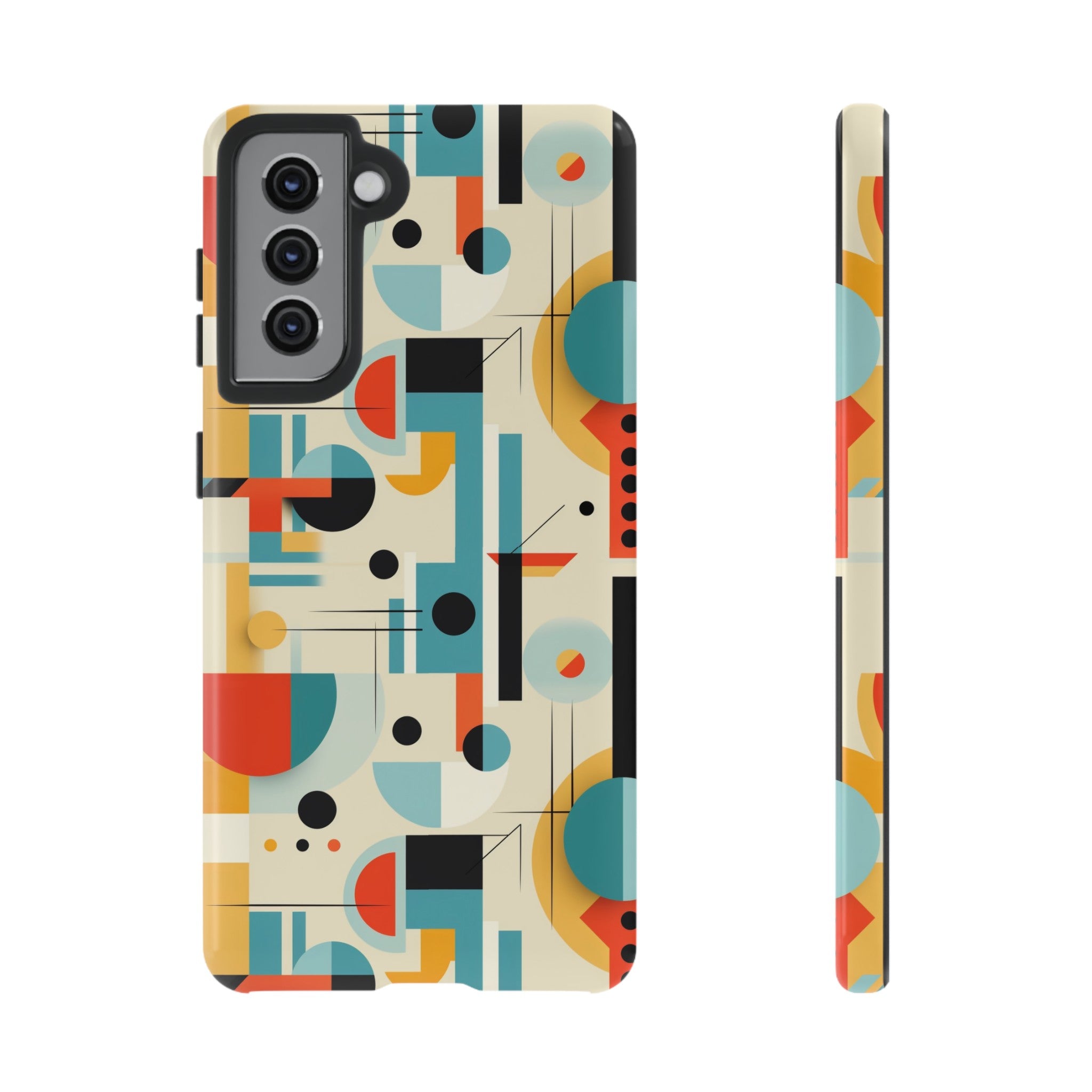 Bauhaus Designed Mid Mod Geometric Groovy Smart Phone, iPhone, Samsung Compatible Tough Cases