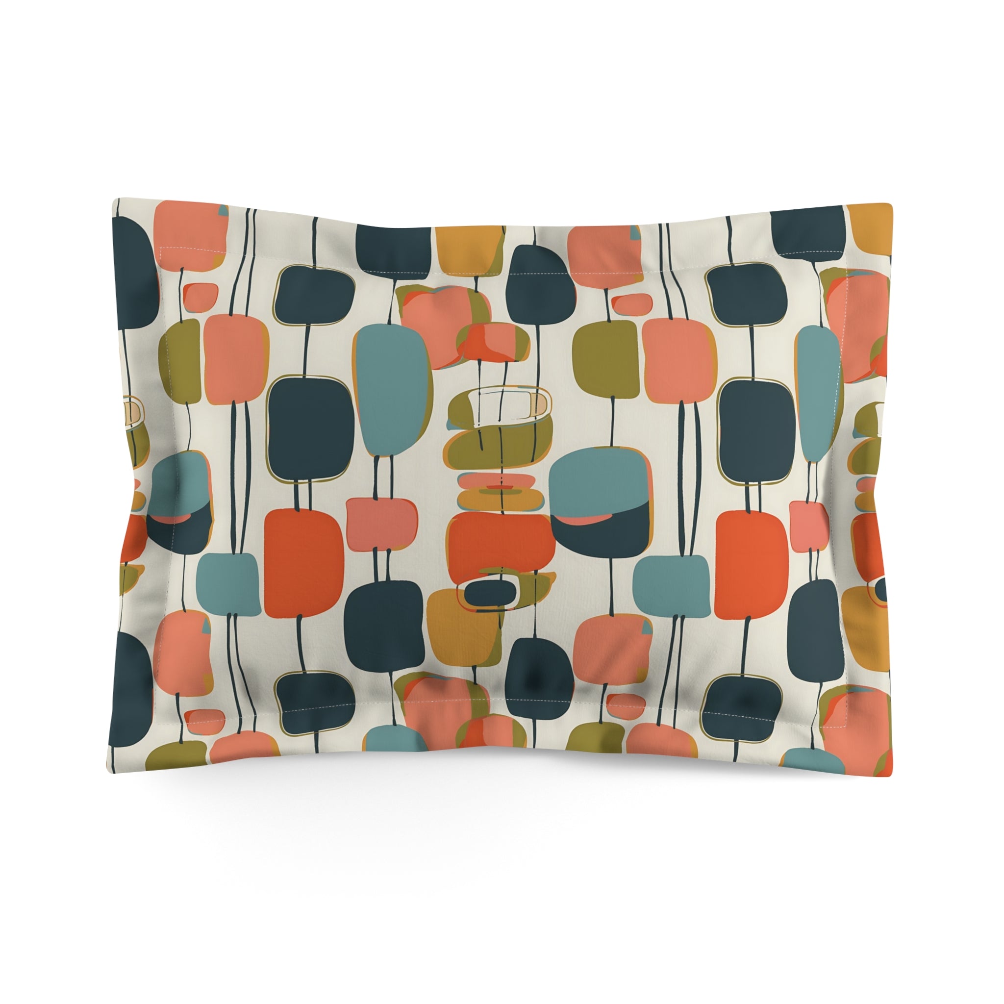 Mid Century Modern Geometric Shapes, Abstract Retro Pillow Sham - Mid Century Modern Gal