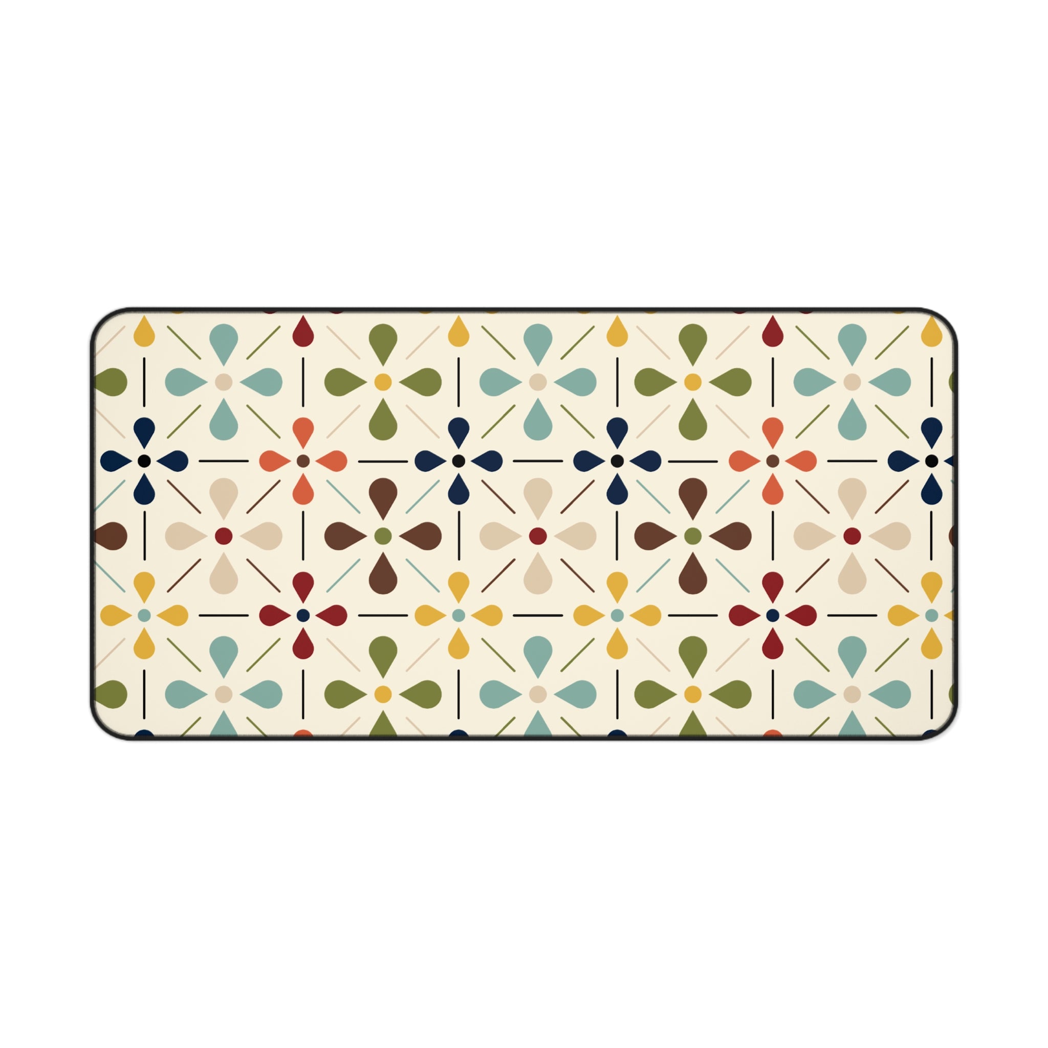 Mid Century Modern Scandinavian Flower, Mod Multi Color Desk Mat - Mid Century Modern Gal
