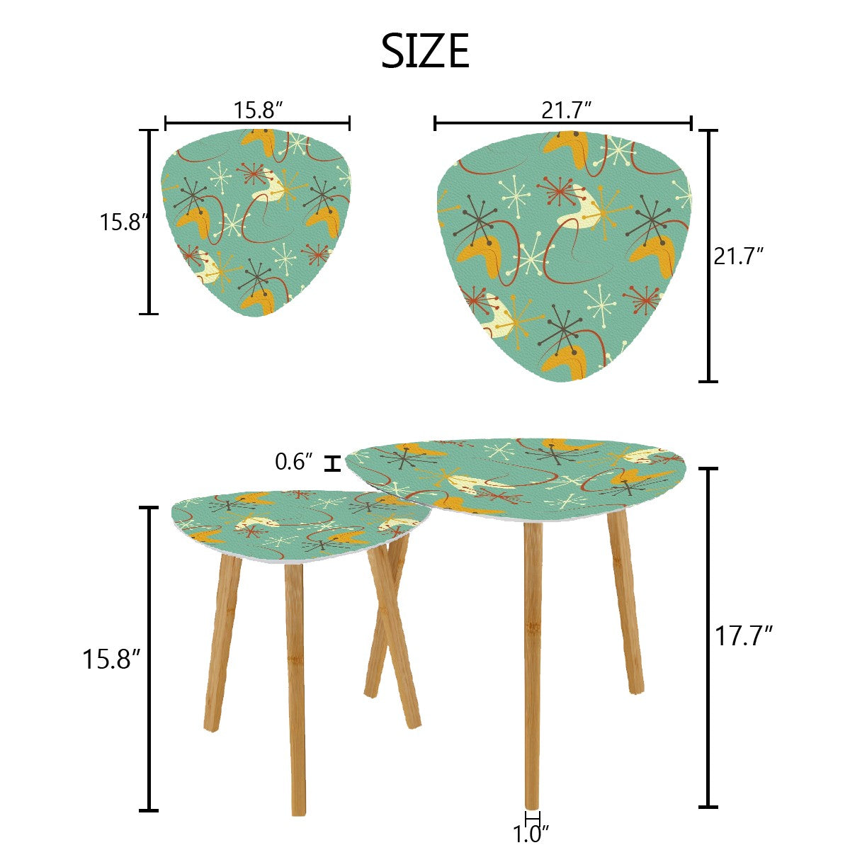 Atomic Boomerang Mid Century Modern Nesting Tables - Mid Century Modern Gal