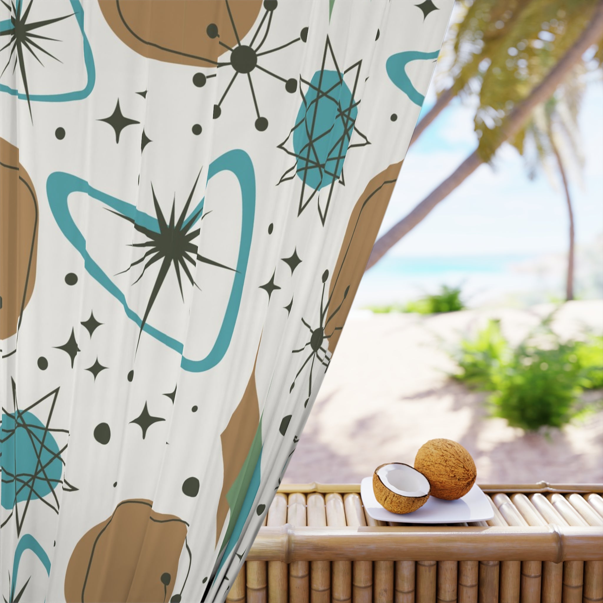 Retro Geometric Window Curtain - Mid-Century Modern Design for Stylish Home Decor - Mid Century Modern Gal