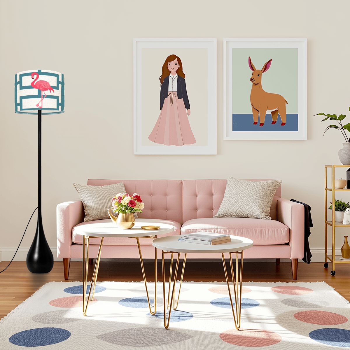 Palm Springs 50s Breeze Block Flamingo Teardrop Shaped Floor Lamp - Mid Century Modern Gal