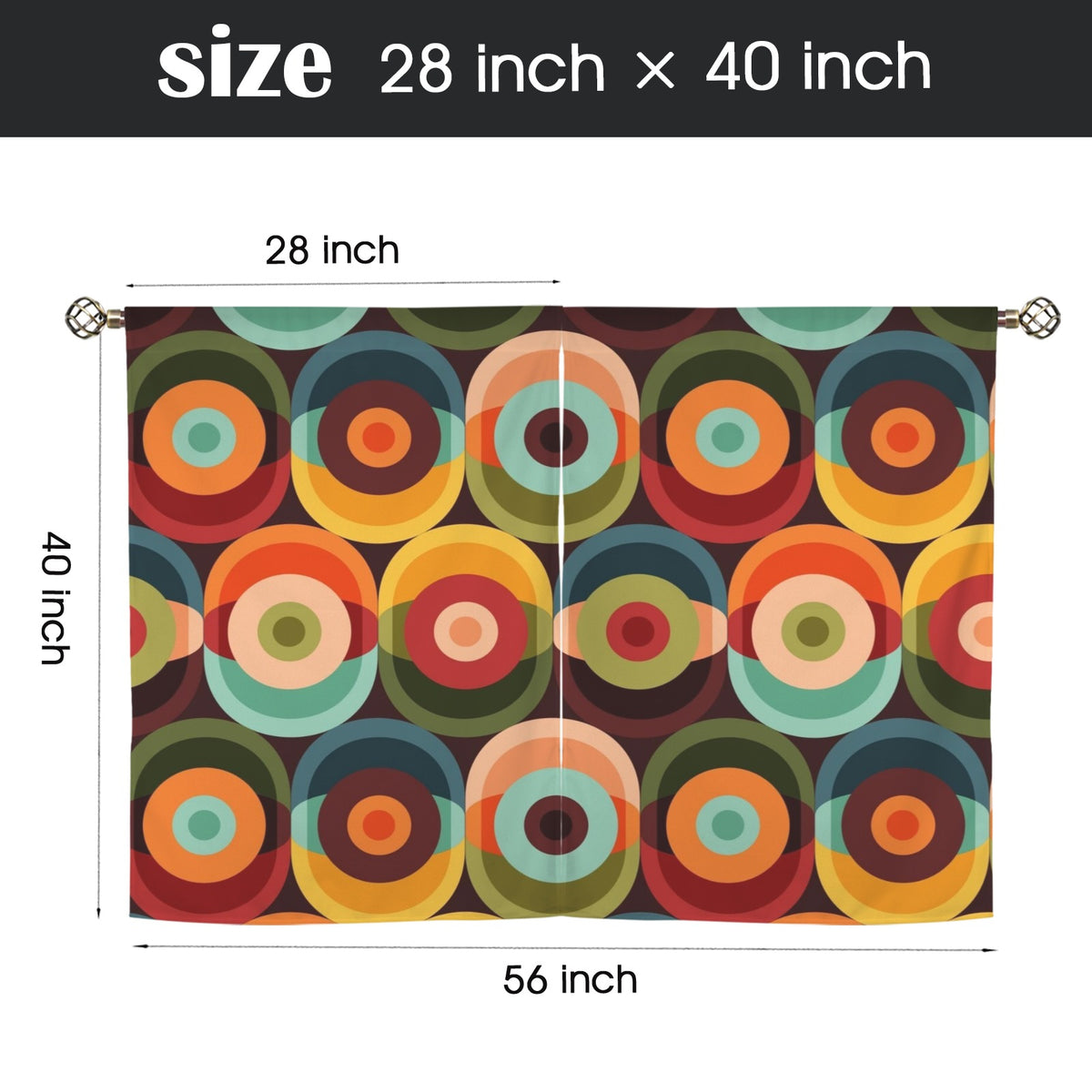 Retro Groovy Mod 60s 70s Kitchen Cafe Curtains - Mid Century Modern Gal