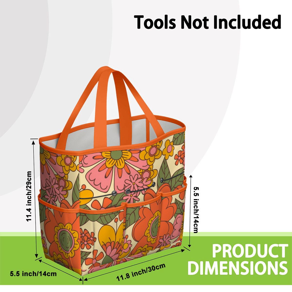 70s Retro Revival Flower Power Groovy Floral Mid Mod Garden Tool Bag