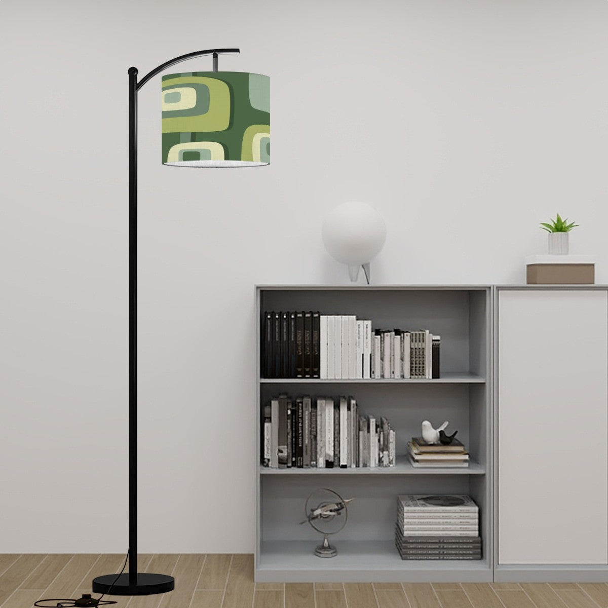 Mid Century Modern Geometric Designed Green, Mid Mod Arc Floor Lamp - Mid Century Modern Gal