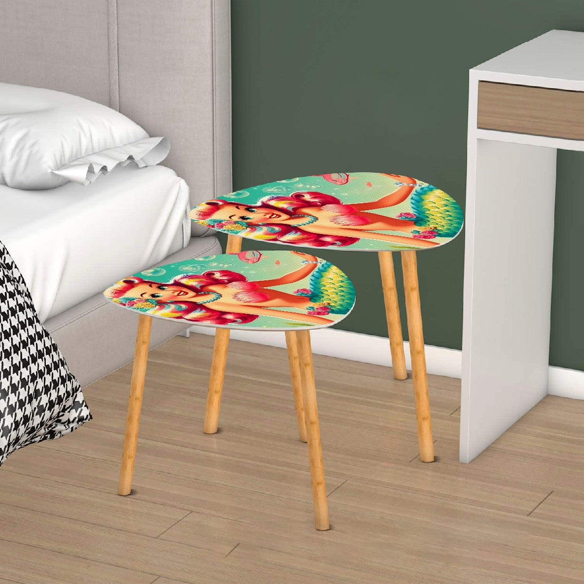 Kitschy 50s Mermaid Mid Century Modern Nesting Tables - Mid Century Modern Gal