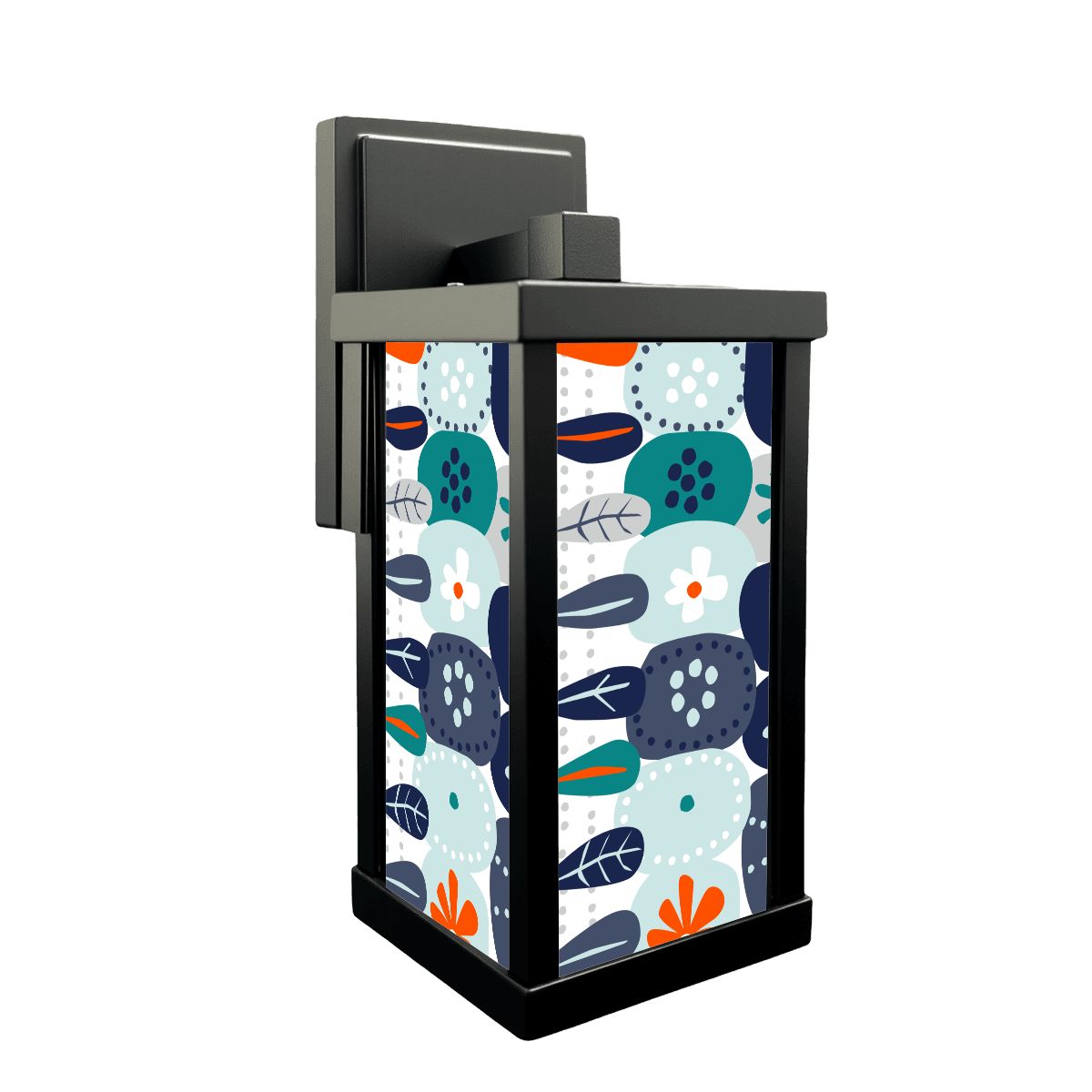 Mid Mod Scandinavian Blue, Orange Floral Modern Danish Designed Entry, Patio Wall Light - Mid Century Modern Gal