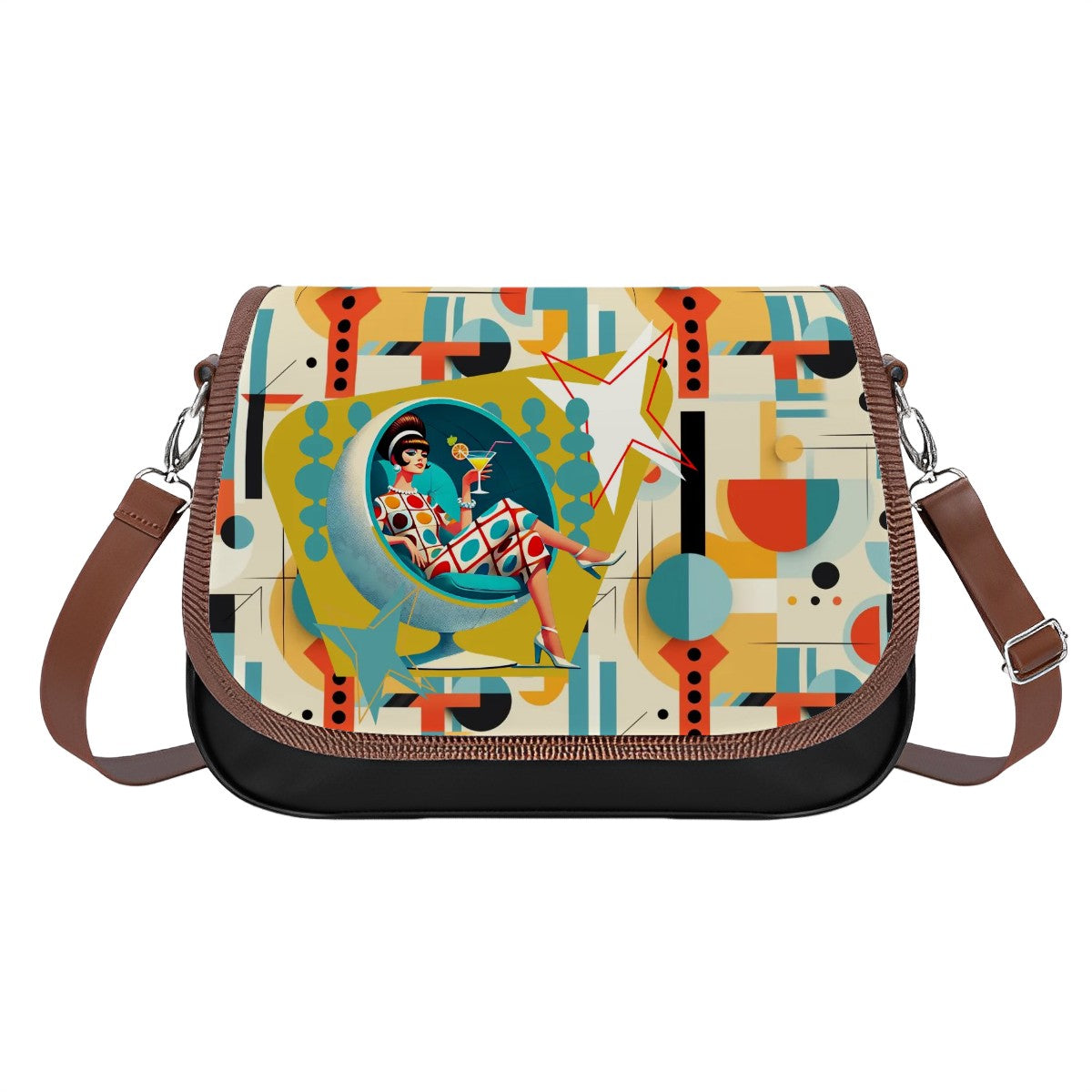 Mid Century Modern Bauhaus Mod Gal Kitschy Shoulder Crossbody Bag - Mid Century Modern Gal
