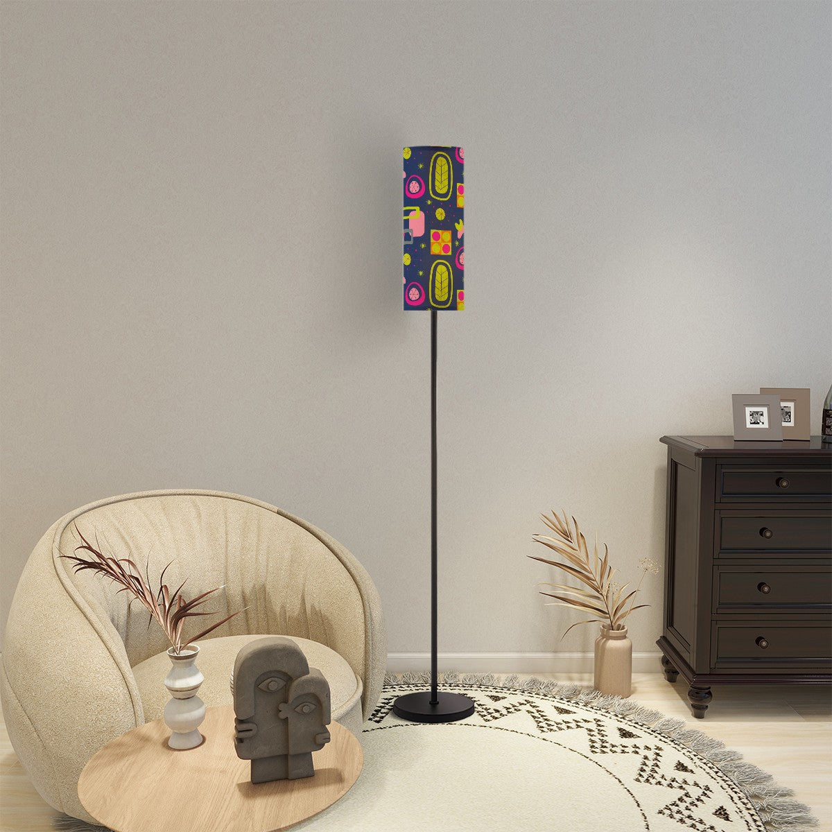 Mid Century Modern Floor Lamp, Boho Blue, Green, Mid Mod Fun Modern Standing Lamp - Mid Century Modern Gal