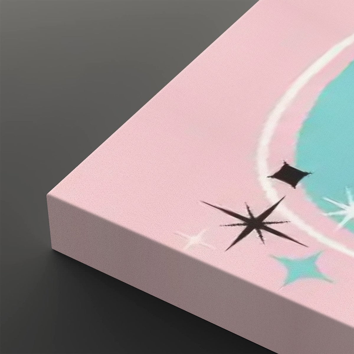 Atomic Cat Wall Art, Mid Century Modern Boomerang, Pink Aqua Large Canvas Print - Mid Century Modern Gal