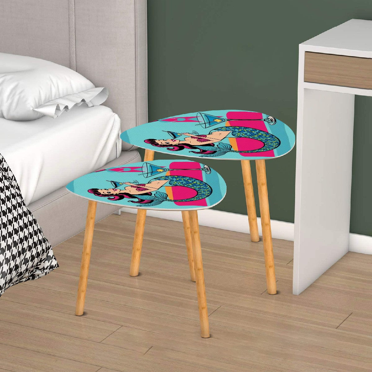 Kitschy Mermaid Tables, Mid Century Modern Cocktail Tables, Retro Nesting Tables - Mid Century Modern Gal