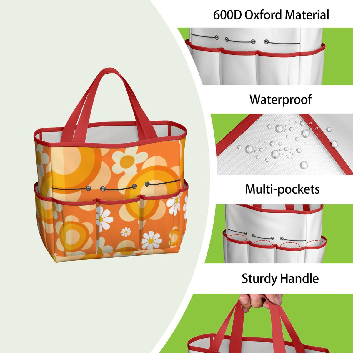 Flower Power Orange Groovy Mod Garden Tool Bag