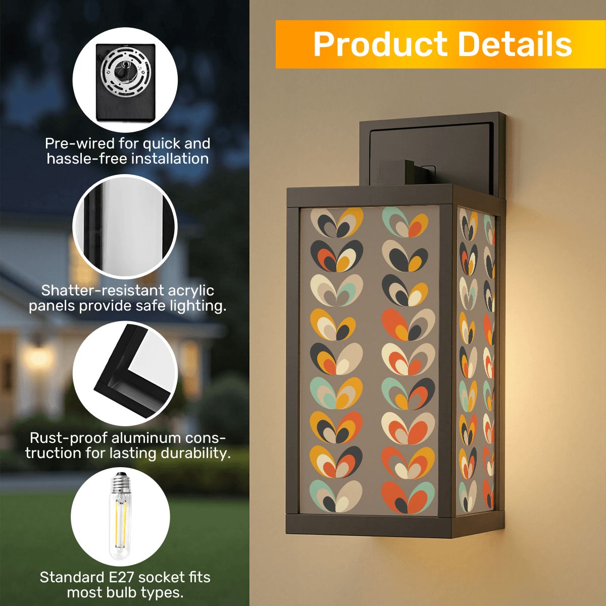 Mid Mod Scandinavian Flower, Modern Danish Wall Light Sconces For Entry, Bathroom, Patio Wall Light - Mid Century Modern Gal