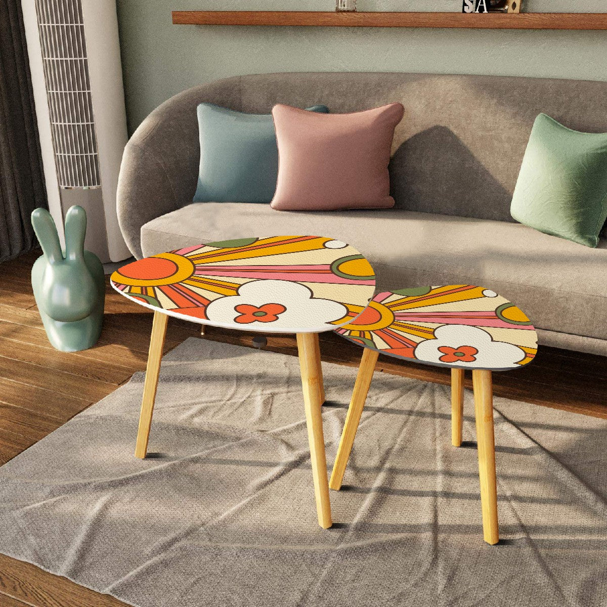 1970s Groovy Sun Retro Mod Set Of Two Nesting Tables - Mid Century Modern Gal