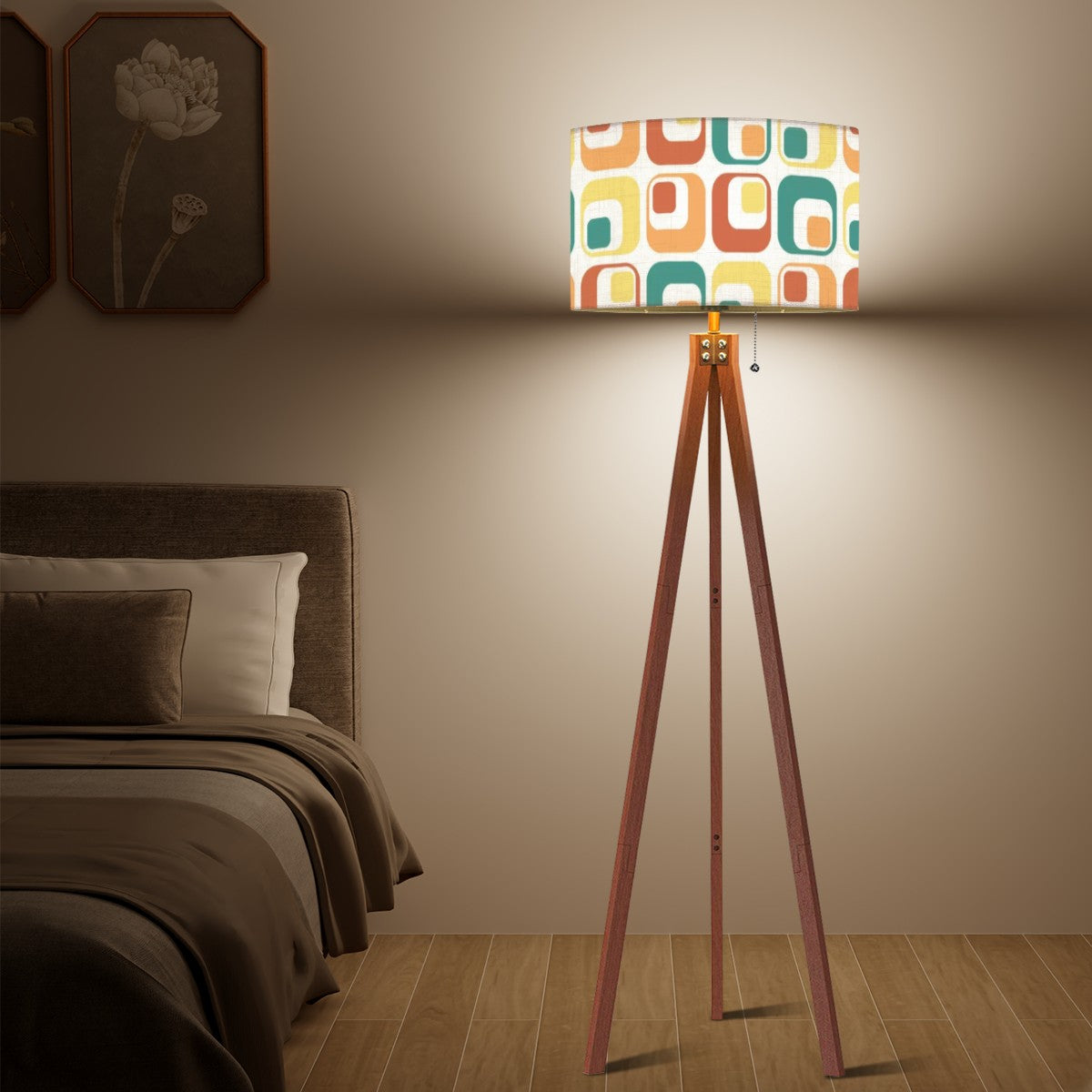 Mid Century Modern Tripod Floor Lamp With Funky Geometric Playful Design - Mid Century Modern Gal