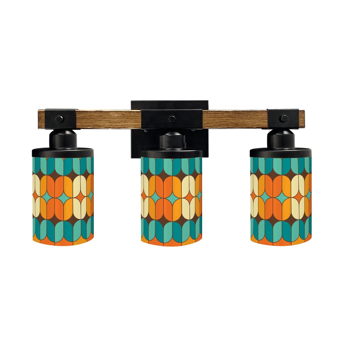 Mid Centruy Modern Geometric Teal Orange, Vanity Light Fixture - Mid Century Modern Gal