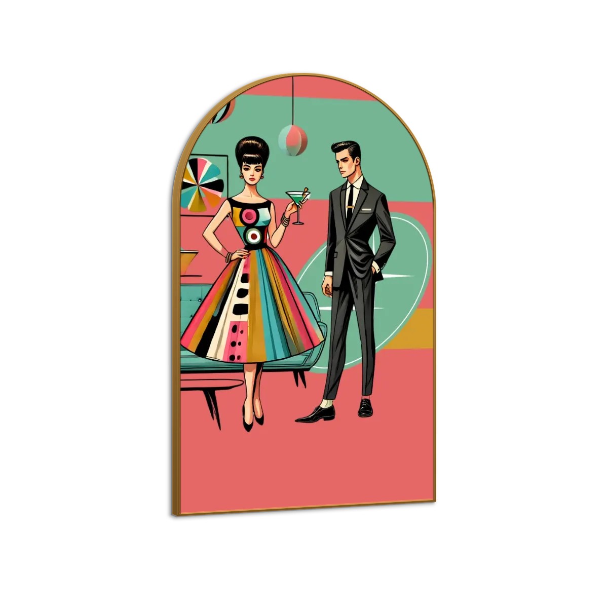 Mid Century Modern Kitschy Cocktail Hour, Mod Arc Wall Art - Mid Century Modern Gal