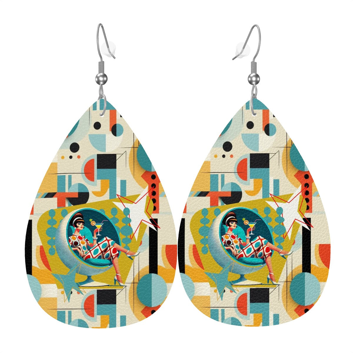 Mid Mod 60s Gal Bauhaus Designed Retro Teardrop Earrings - Mid Century Modern Gal