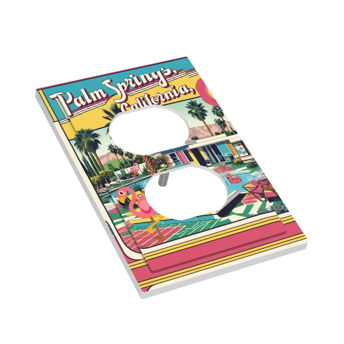 Kitschy Mid Mod Palm Spring California Modern Switch Cover 1-Gang 1 Duplex - Mid Century Modern Gal