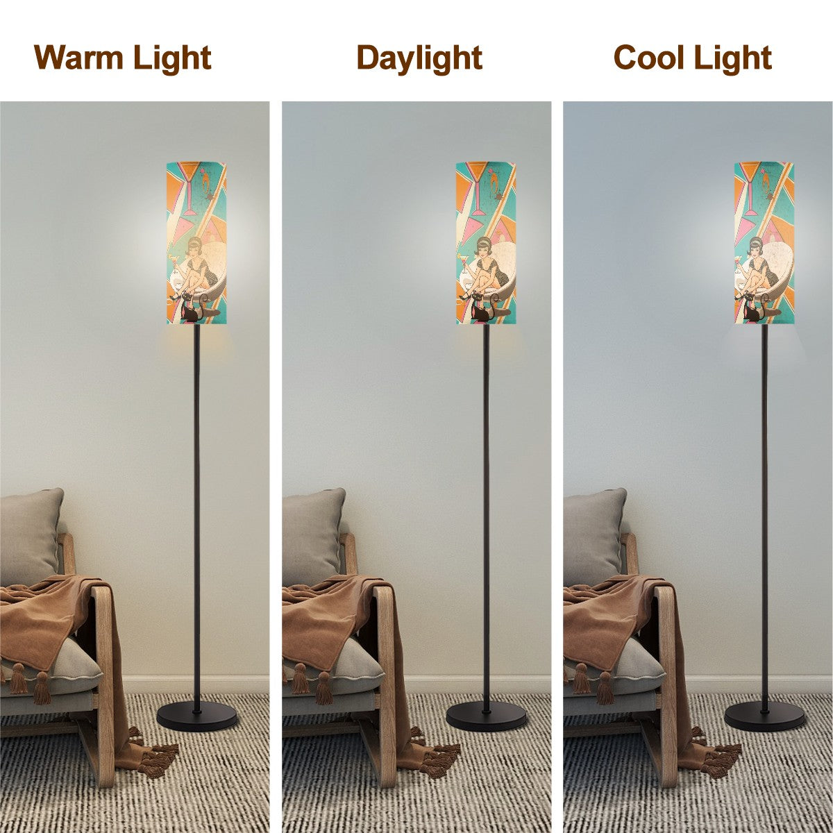 Mid Century Modern Atomic Cocktail Hour, Retro Mod Gal, Atomic Kitty, Slim Floor Bar Lamp - Mid Century Modern Gal