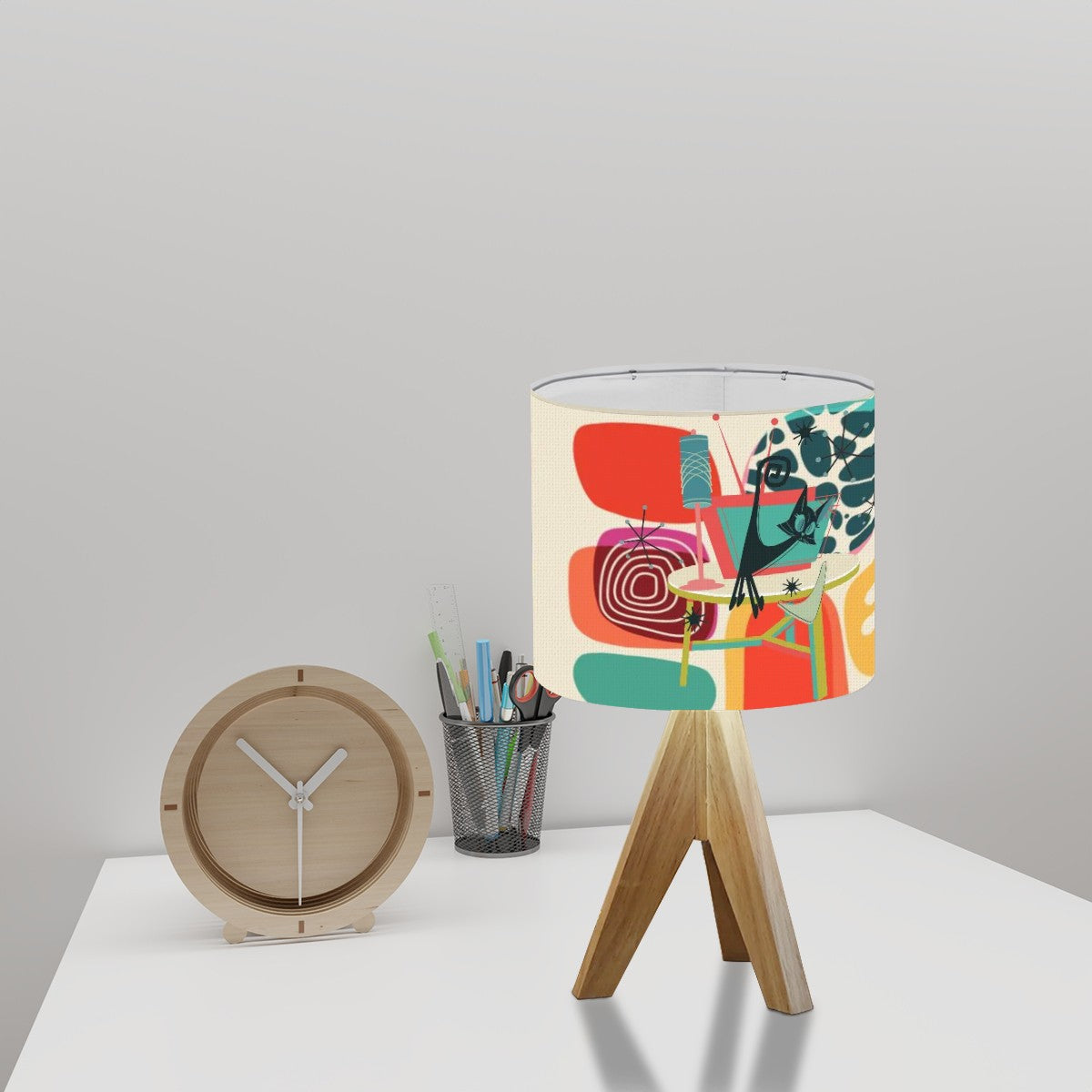 Mid Century Modern Amoeba Designed Kitschy Atomic Cat Tripod Table Lamp - Mid Century Modern Gal