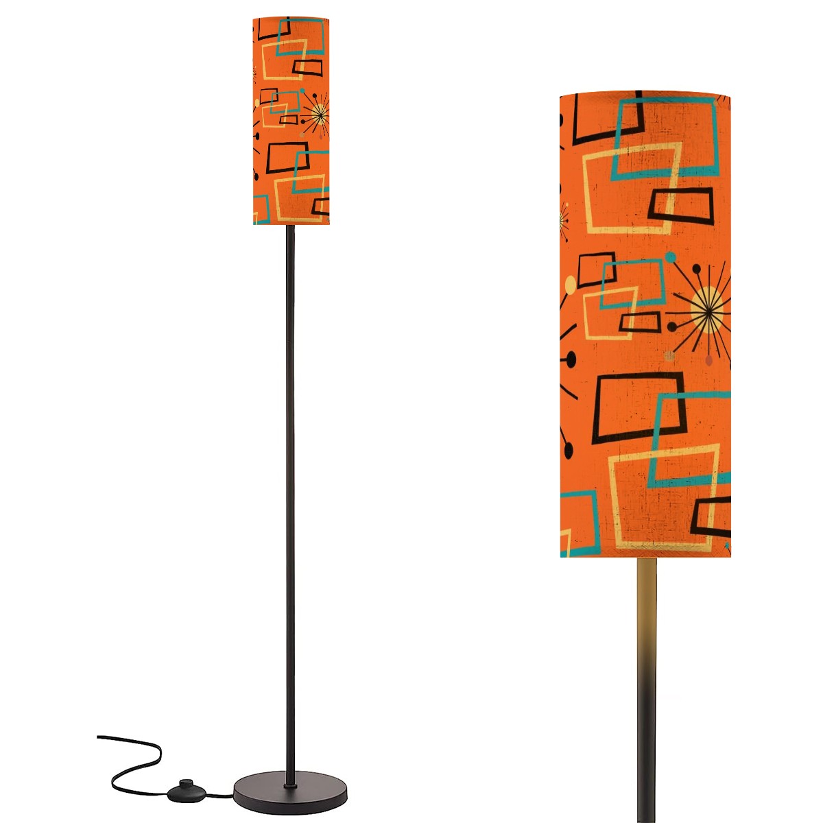 Mid Century Modern Sinatra Orange Geometric Starburst Funky Fun Floor Lamp - Mid Century Modern Gal