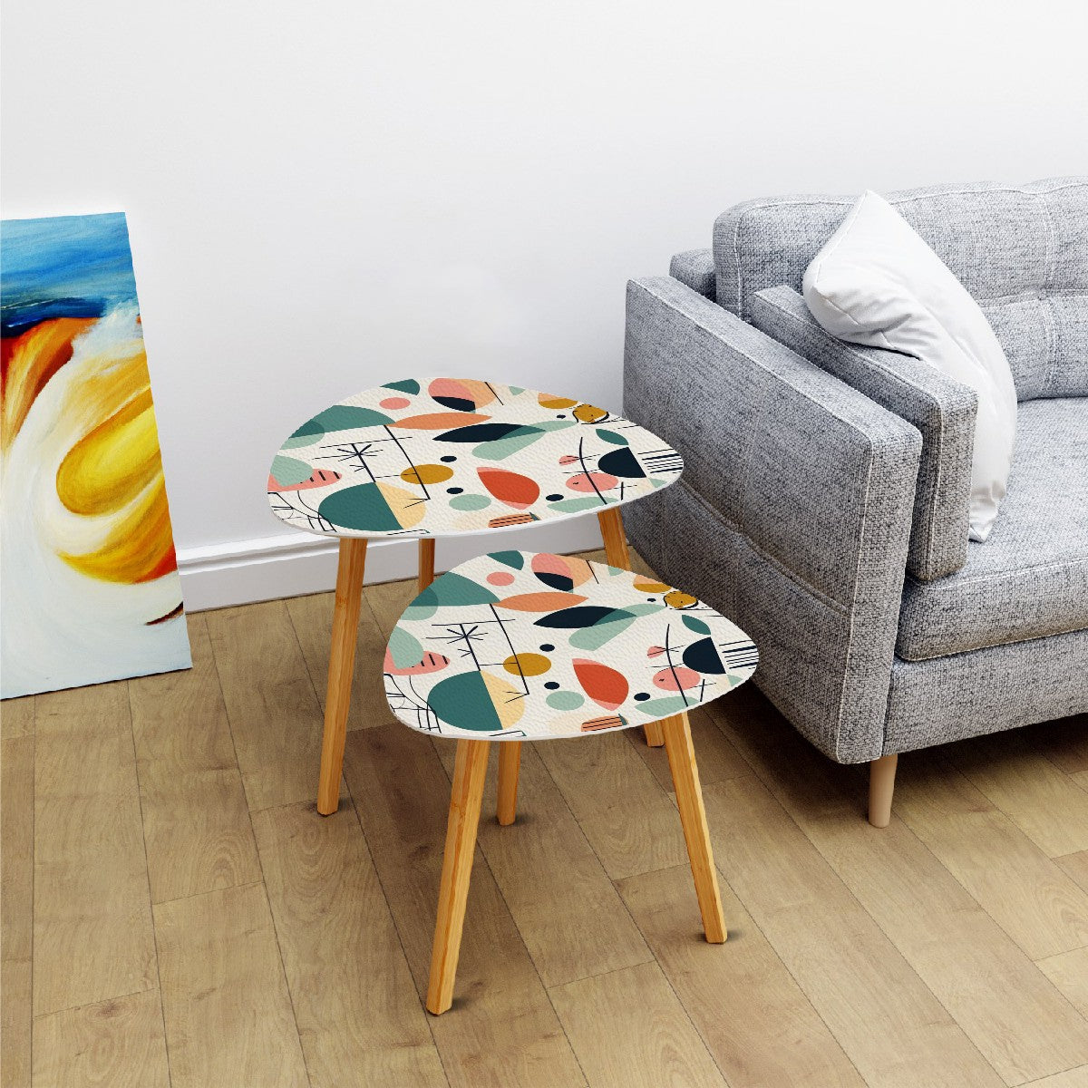 Mid Mod Geometric Scandi Designed Modern Danish Nesting Tables - Mid Century Modern Gal