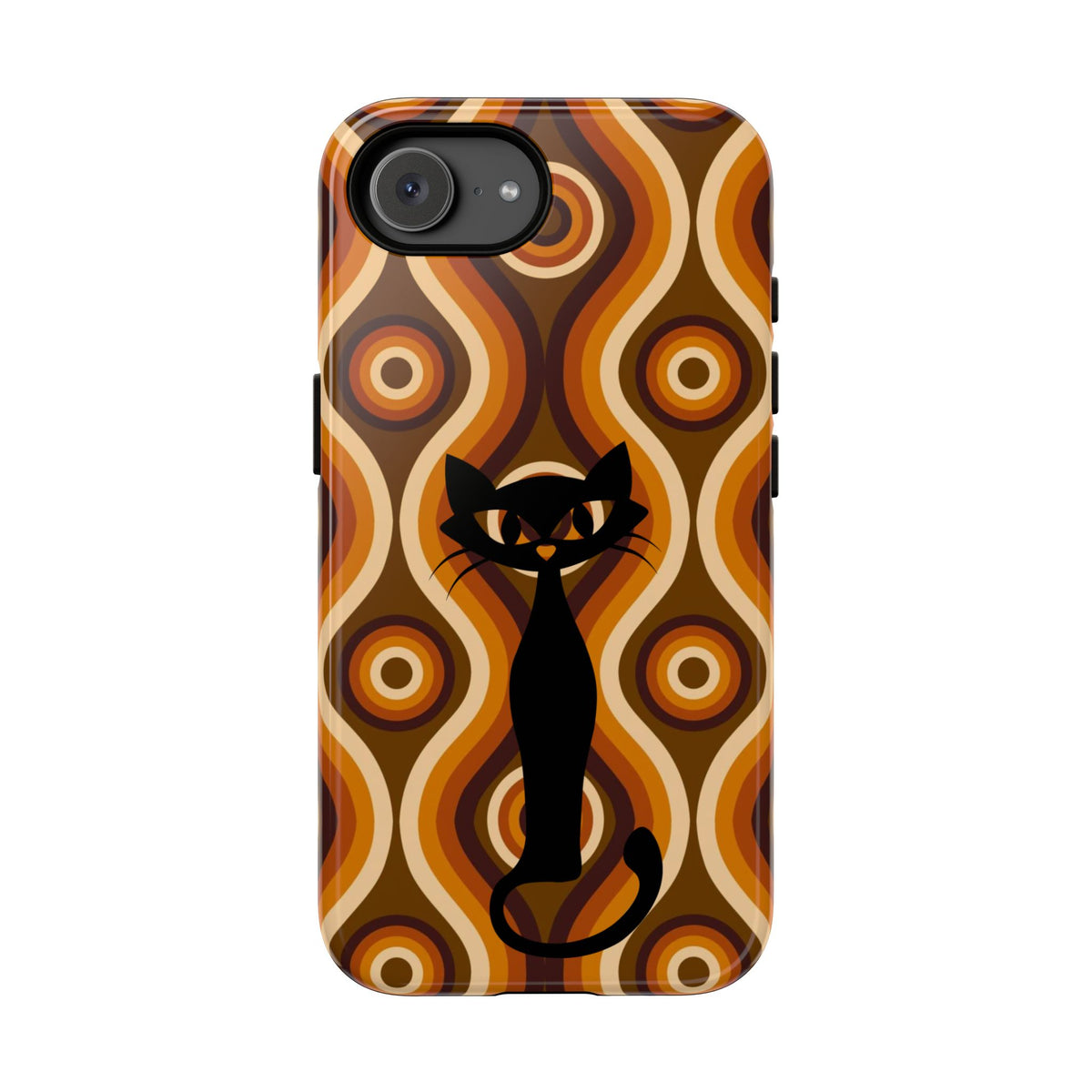 Retro Phone Case, Groovy Brown, Atomic Kitsch Cat Tough Smart Phone Cases