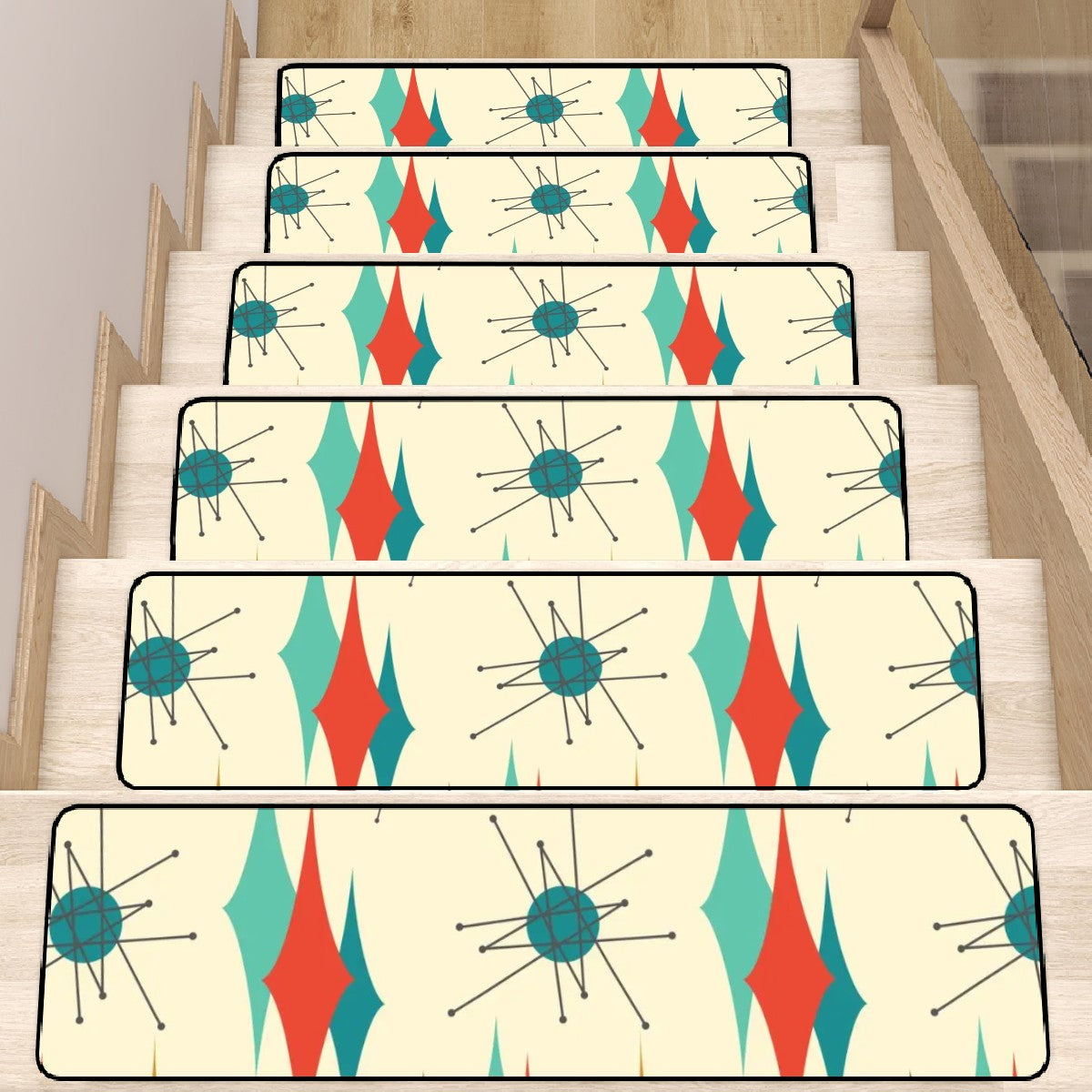 Mid Century Modern Franciscan Starburst MCM Non Slip Carpet for Stairs Treads - Mid Century Modern Gal