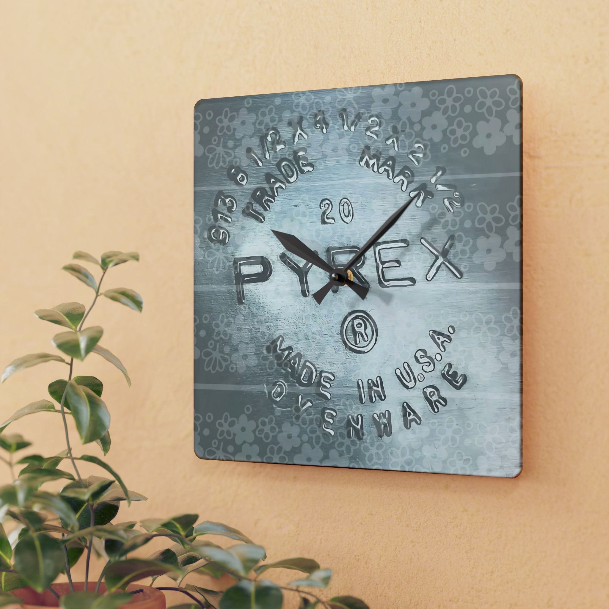 Vintage Pyrex Acrylic Wall Clock - Retro Home Decor for Kitchen - Mid Century Modern Gal