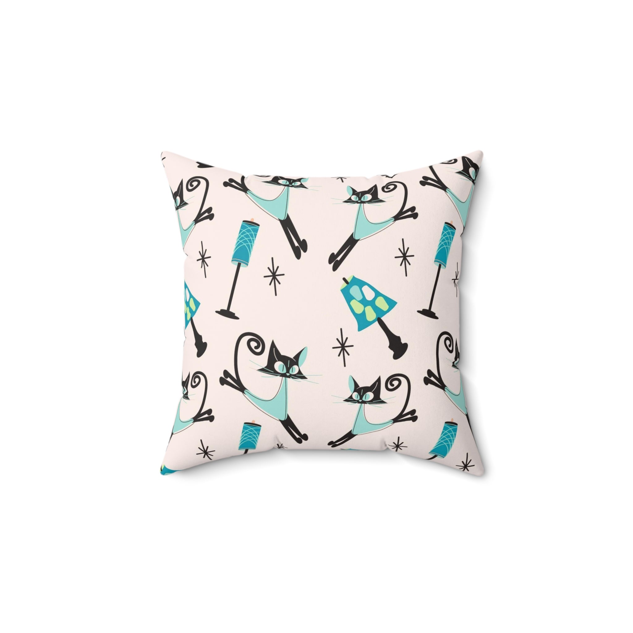 Mid Century Modern Atomic Cat Pillow And Insert - Mid Century Modern Gal