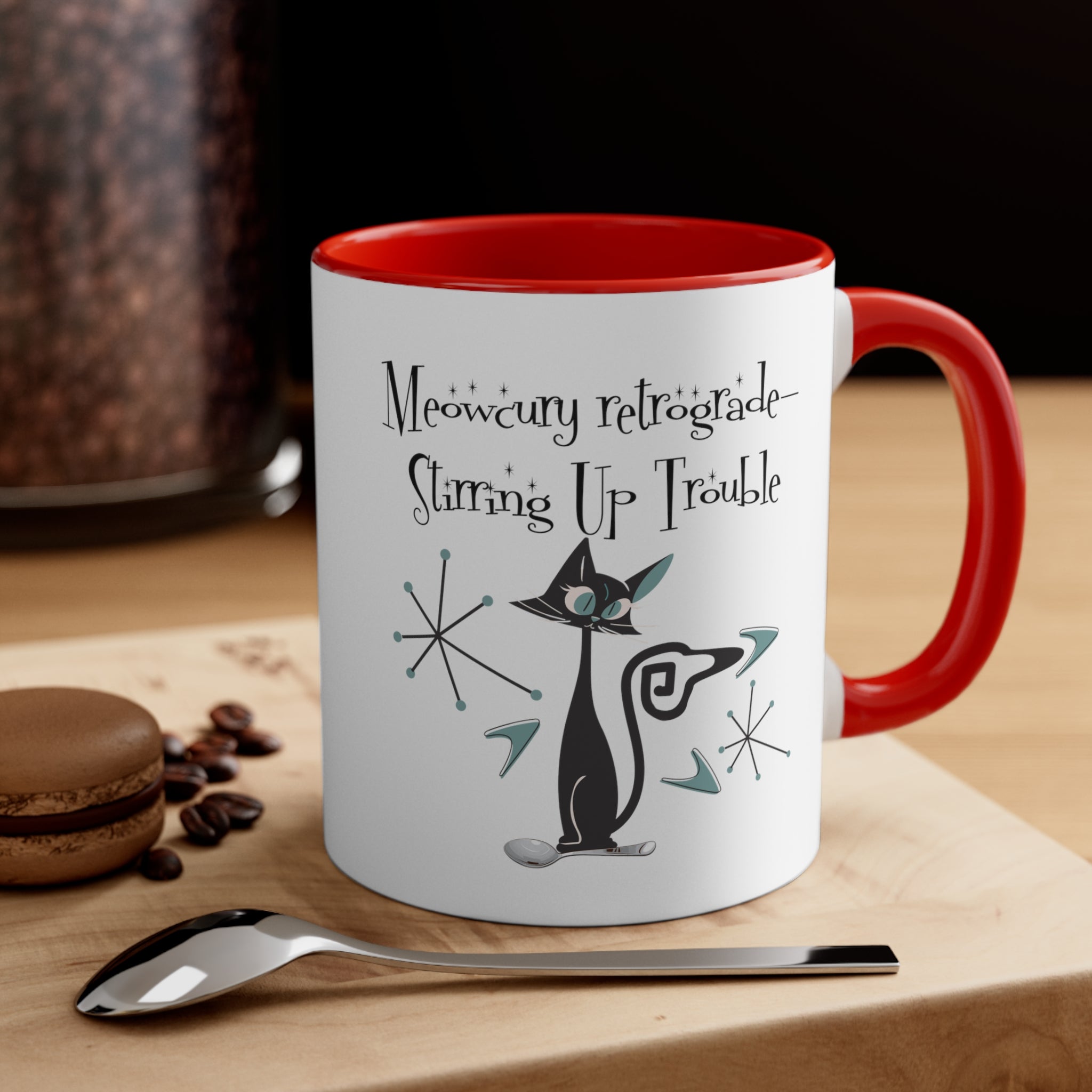 Atomic Kitty Cat, Mid Century Modern Drinkware, Funny, Kitschy Style, Cat Lover, Coffee Lover Mug Gifts - Mid Century Modern Gal