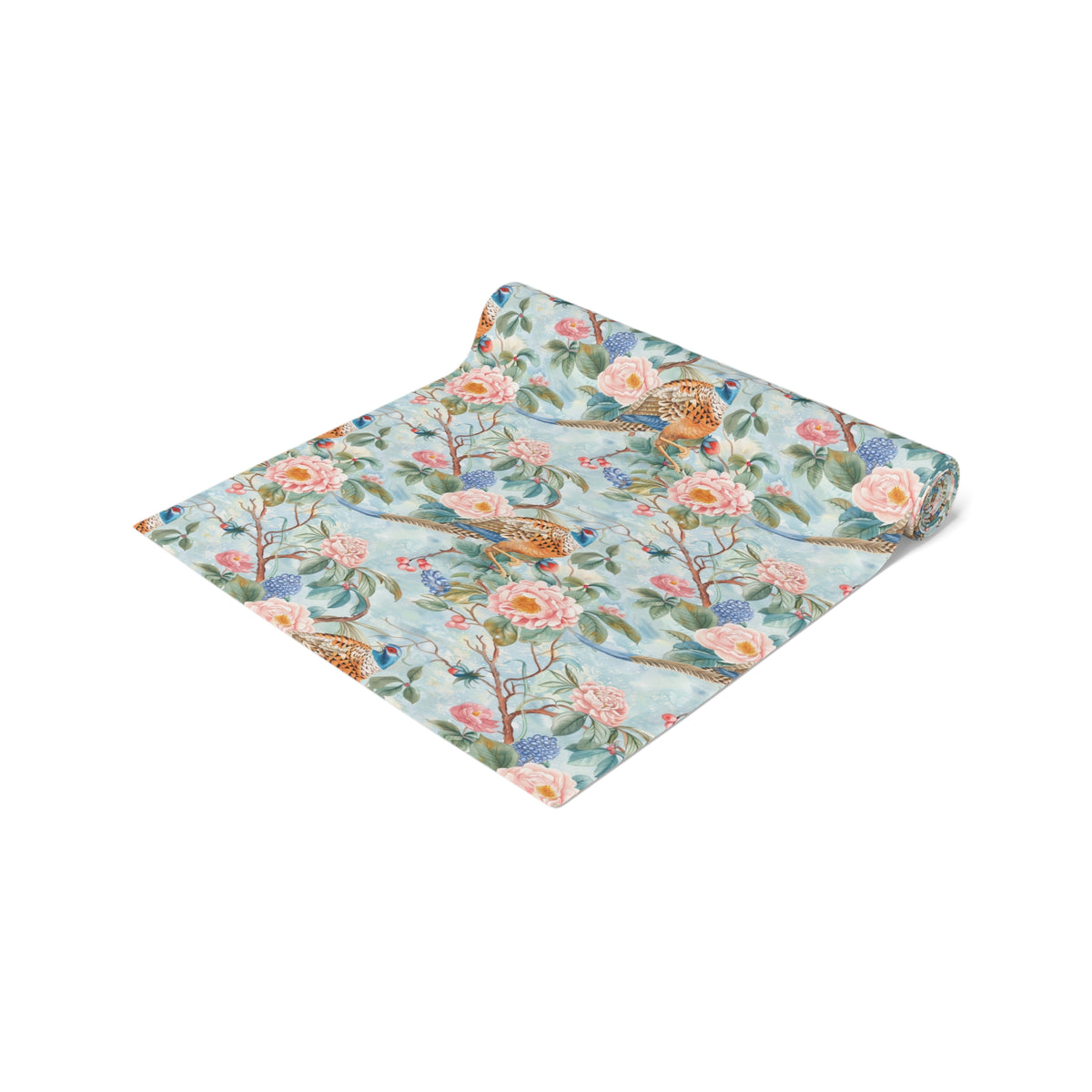 Chinoiserie Botanical Floral Table Runner - Elegant Table Linen Centerpiece for Home Decor - Mid Century Modern Gal