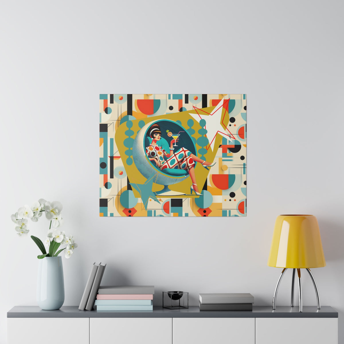 Mid Century Mod Gal, Modern Bauhaus Retro Wall Art - Mid Century Modern Gal