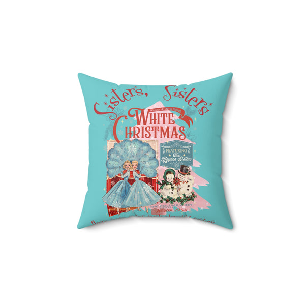 Sisters' Sisters White Christmas Decorative Pillow - Vintage Holiday Home Decor