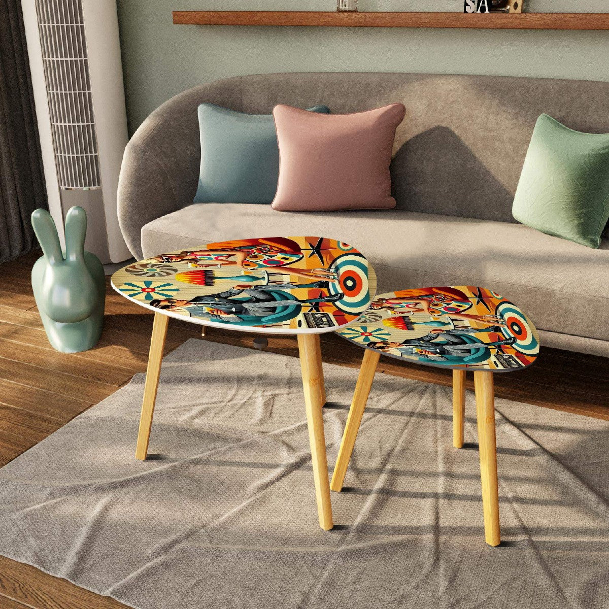 Mid Century Modern Kitschy Mod Couple, MCM Barware Cocktail Nesting Tables - Mid Century Modern Gal