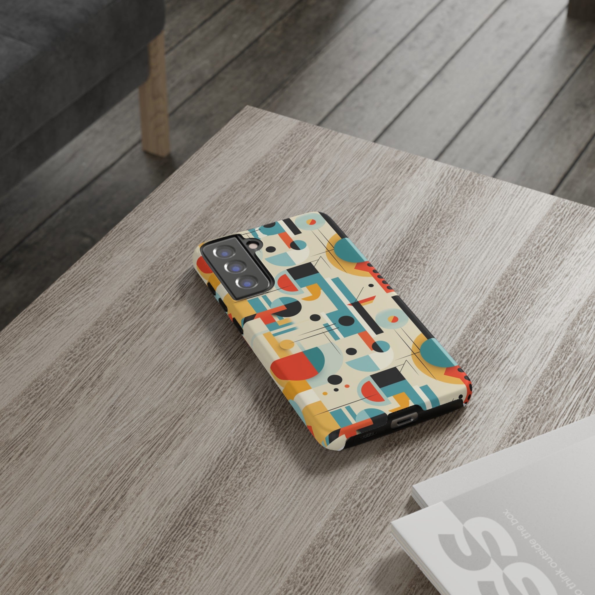 Bauhaus Designed Mid Mod Geometric Groovy Smart Phone, iPhone, Samsung Compatible Tough Cases - Mid Century Modern Gal