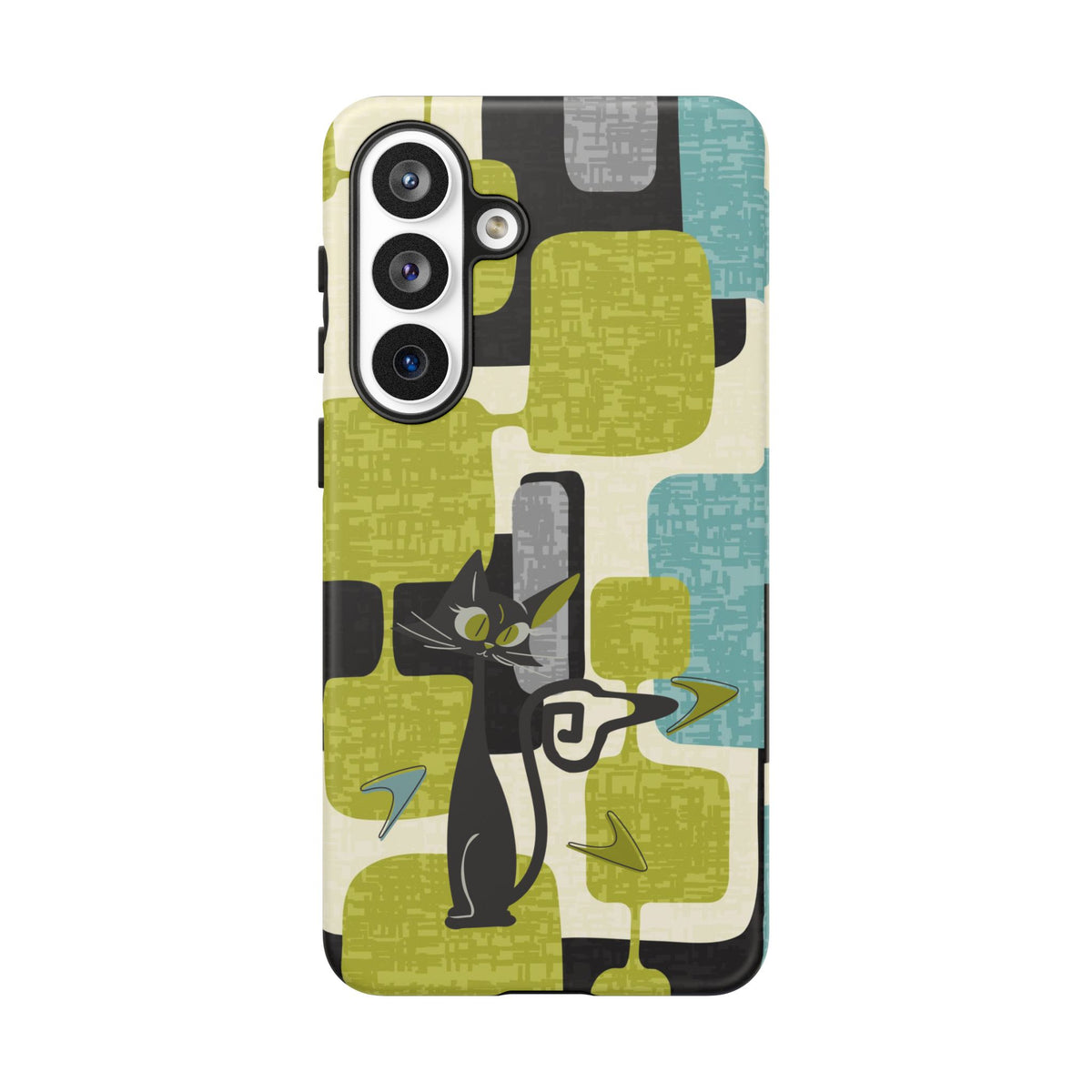 Mid Century Modern Geometric Kitschy Cat, Boomerang Retro Smart Phone Tough Cases