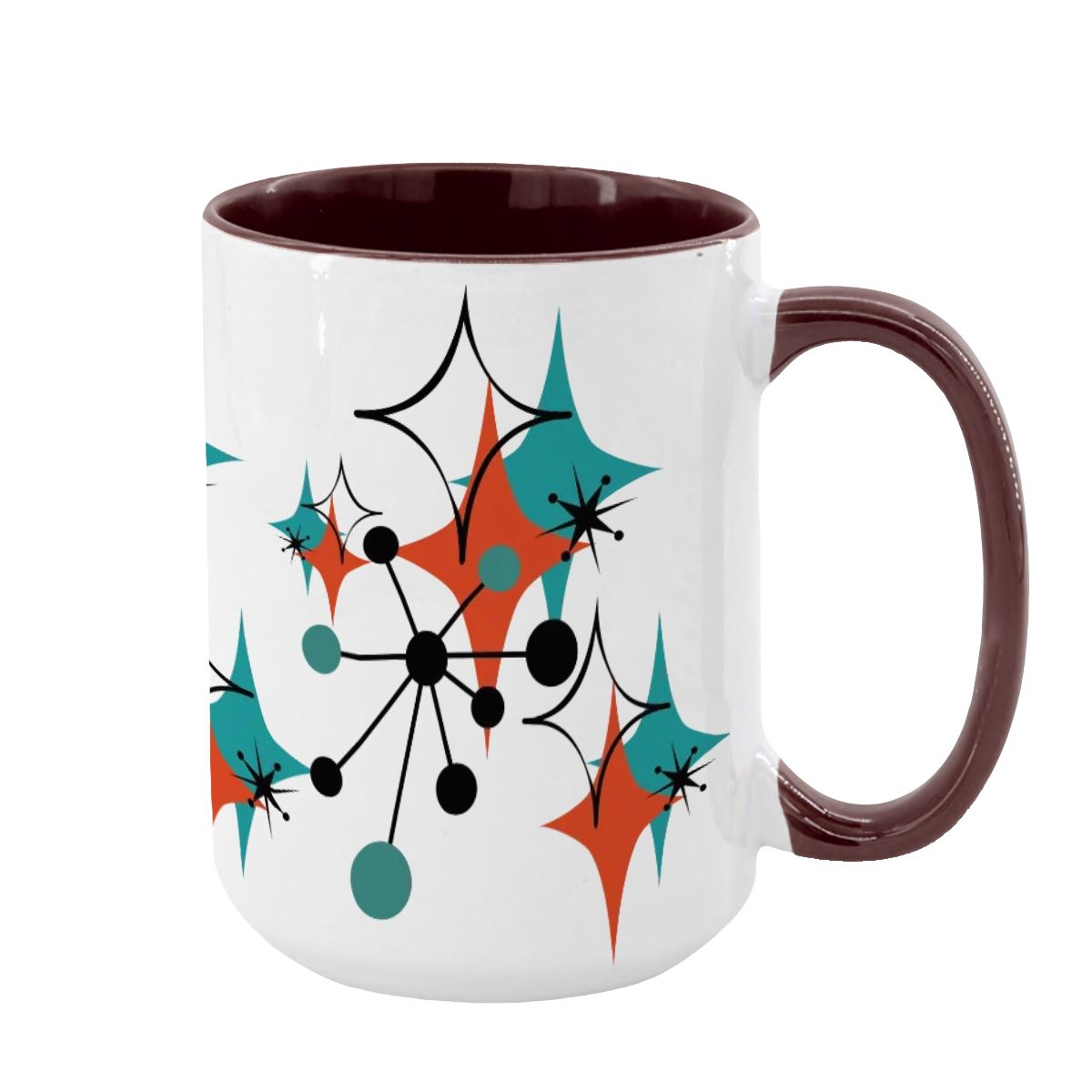 Mid Century Modern Atomic Starburst Sputnik Designed Large Colorful Mug (15oz) - Mid Century Modern Gal