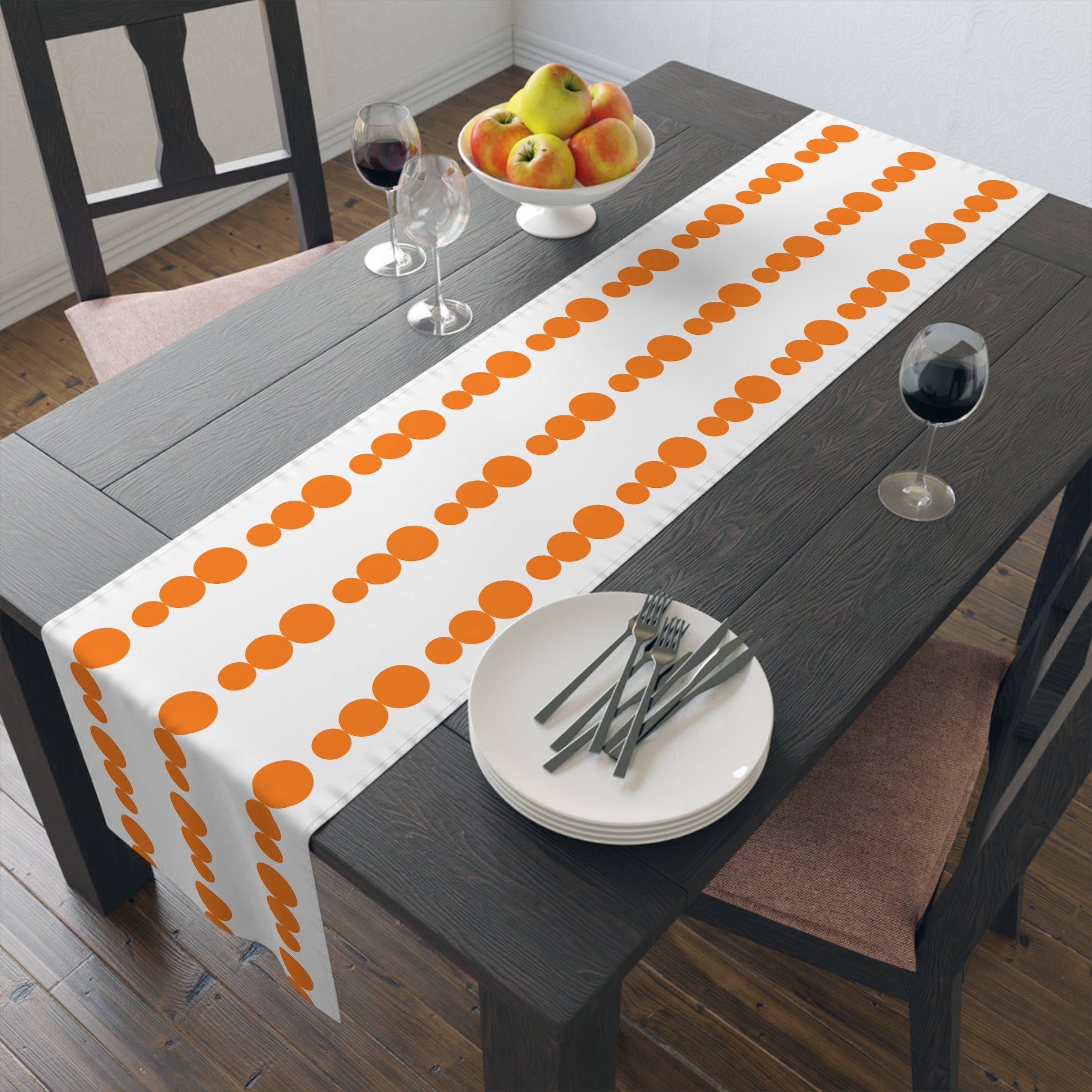 Modern Orange Pyrex Dot Table Runner - Mid Century Modern Gal