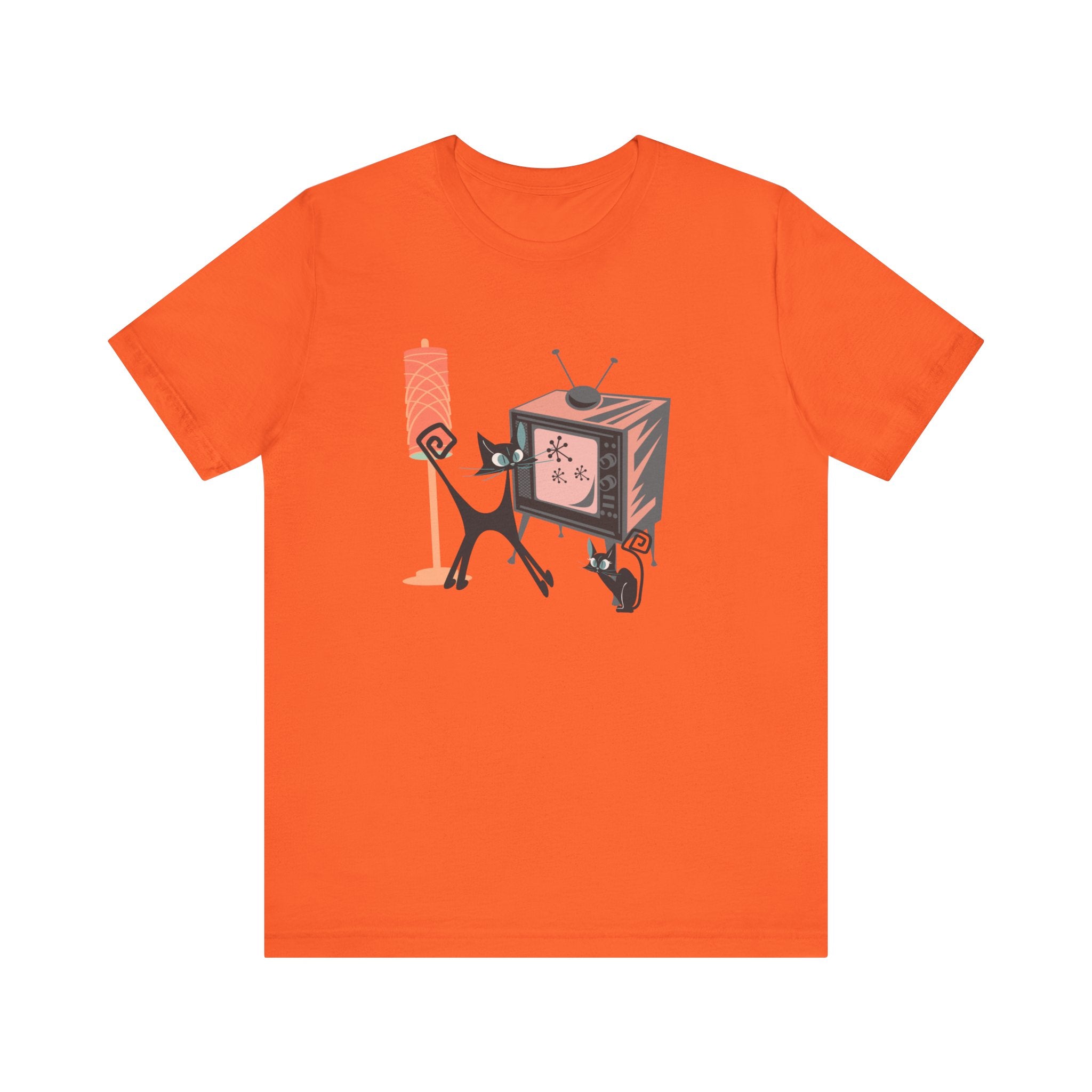 Atomic Cat, Kitschy Mid Mod Retro Comfy Unisex Jersey Short Sleeve Tee - Mid Century Modern Gal