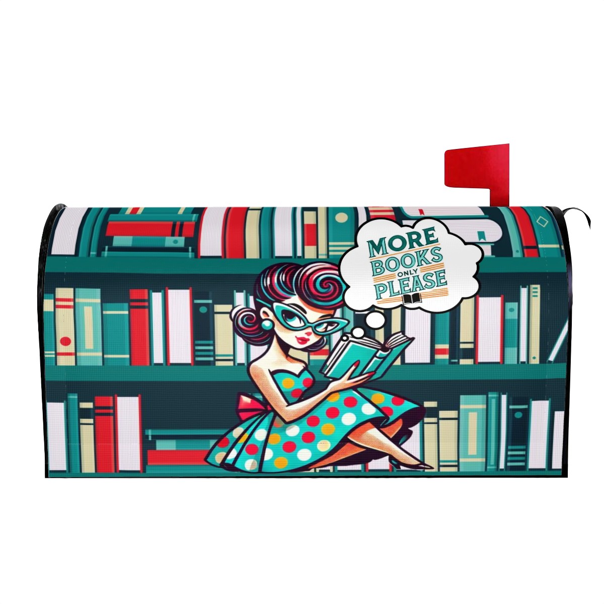 Just A Gal Who Loves Books Mailbox Cover Kitschy Retro Books Only Please Delivery - Mid Century Modern Gal