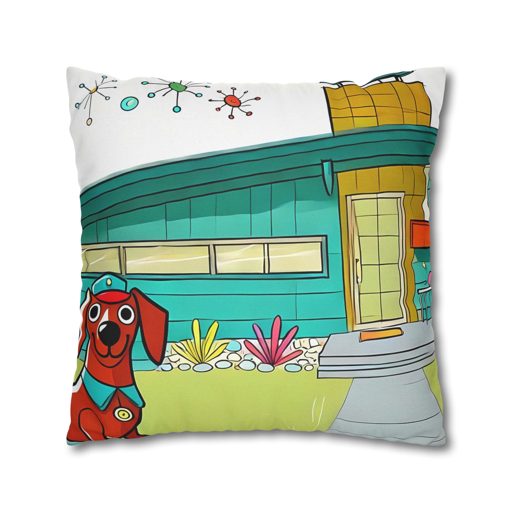 Chief Of Doxie Dwelling, Kitschy Mid Century Modern Pillow COVER Only - Mid Century Modern Gal