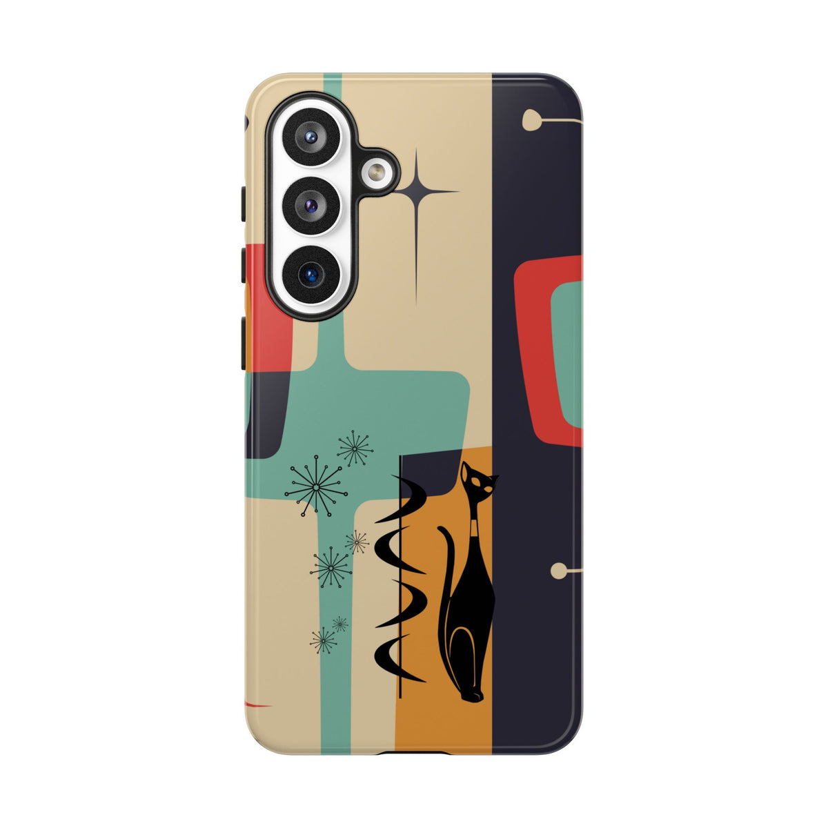 Mid Century Modern, Geometric, Atomic Cat Groovy Smart Phones Tough Phone Cases