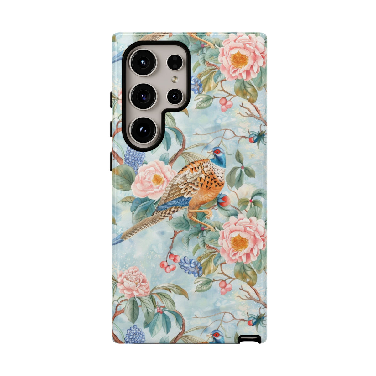 Chinoiserie Designed Floral Pheasant Phone Case with Bird Design - Mid Century Modern Gal