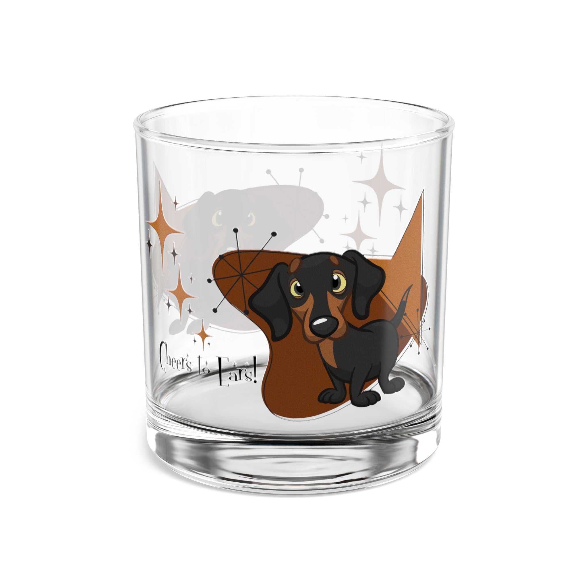 Doxie Dog, Mid Century Modern Bourbon, Whiskey Mid Century Modern Bar Glass - Mid Century Modern Gal